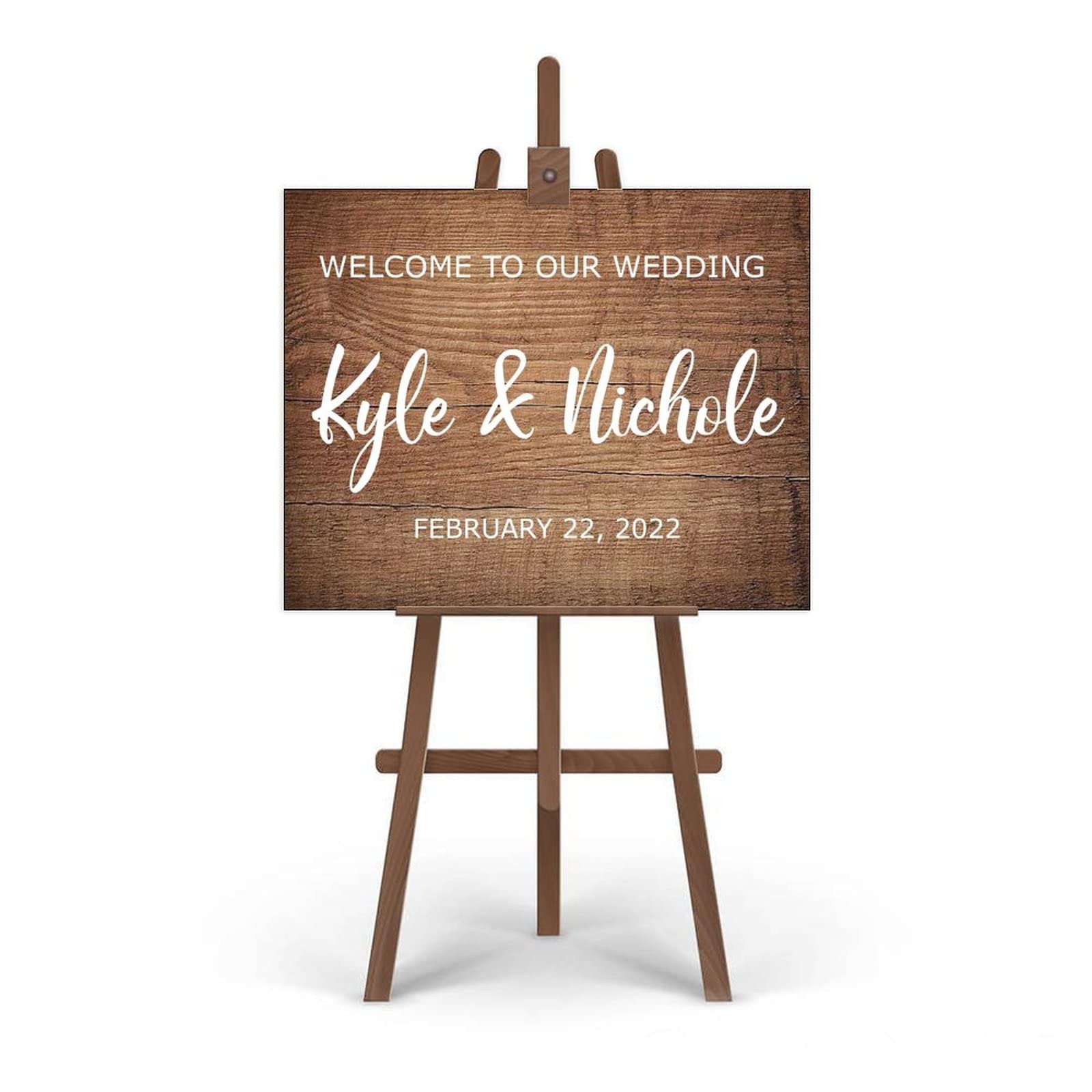 Hochzeits-Willkommensschild – Welcome to Our Wedding – Holz-Hochzeitsschild – rustikale Hochzeitsdekoration, 40,6 x 50,8 cm