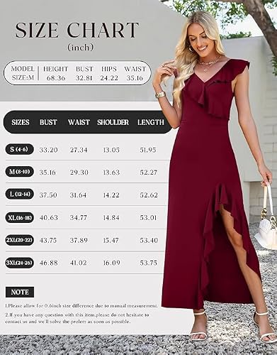 WEACZZY Long Wedding Guest Dresses for Women Formal Gowns and Evening Dresses V Neck Sleeveless Split Wrap Elegant Dresses for Women,C Gray Leaved Peony,L — view 6
