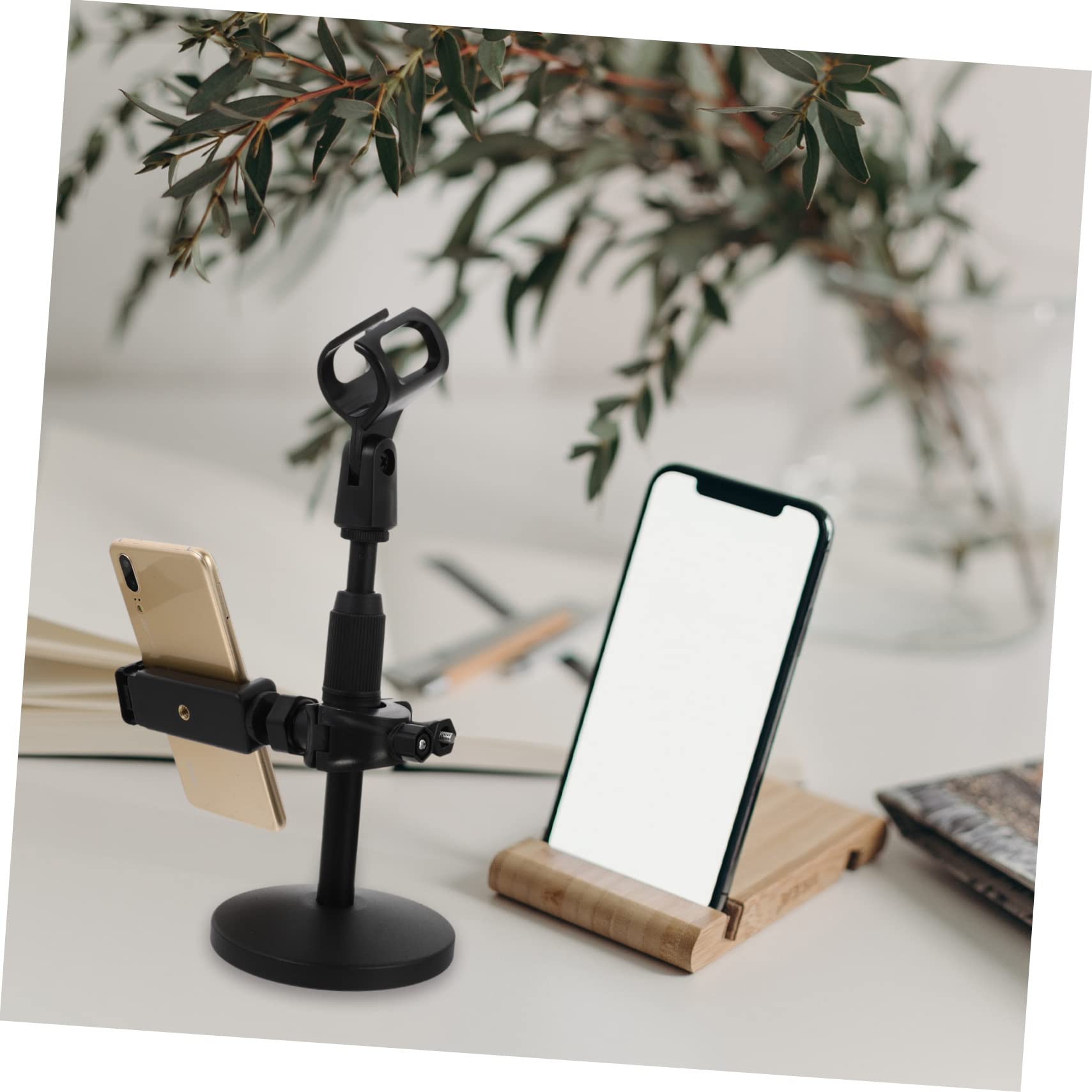 1pezzi Asta Microfono Regolabile Da Tavolo Con Per Telefono Struttura Design Multi- Per Casa e Palco Per Microfono Desktop