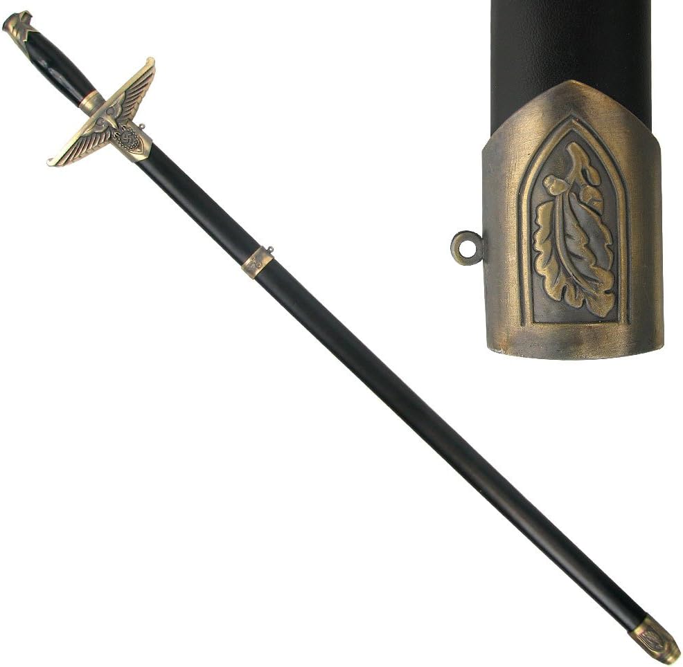 Trademark German Sword with Spiral Handle & Leather Scabbard, 32-Inch