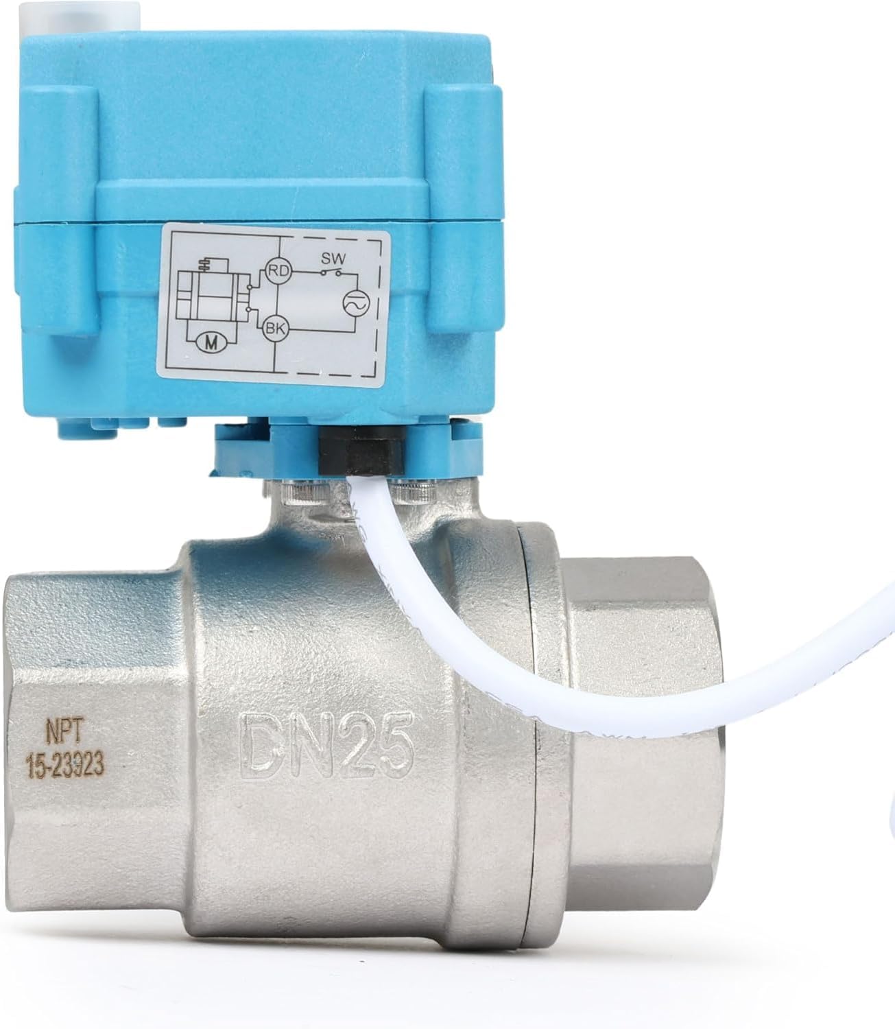 U.S. Solid Motorized Ball Valve – 1" 316 Stainless Steel, IP67 Waterproof, 110-230V AC, Full Port, 2-Wire Auto-Return, Normally Closed, Electric Valve for HVAC, Water, Oil, and Gas