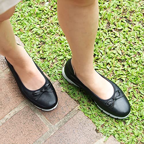 Women's Flats 100% Genuine Leather, Flats Shoes Women, Leather Ballet Flats For Women, Black Flats, Flats For Women Dressy Comfortable, Round Toe Slip On Ballerina Walking Flats Shoes For Women (Black Us Size 6) #TOP3