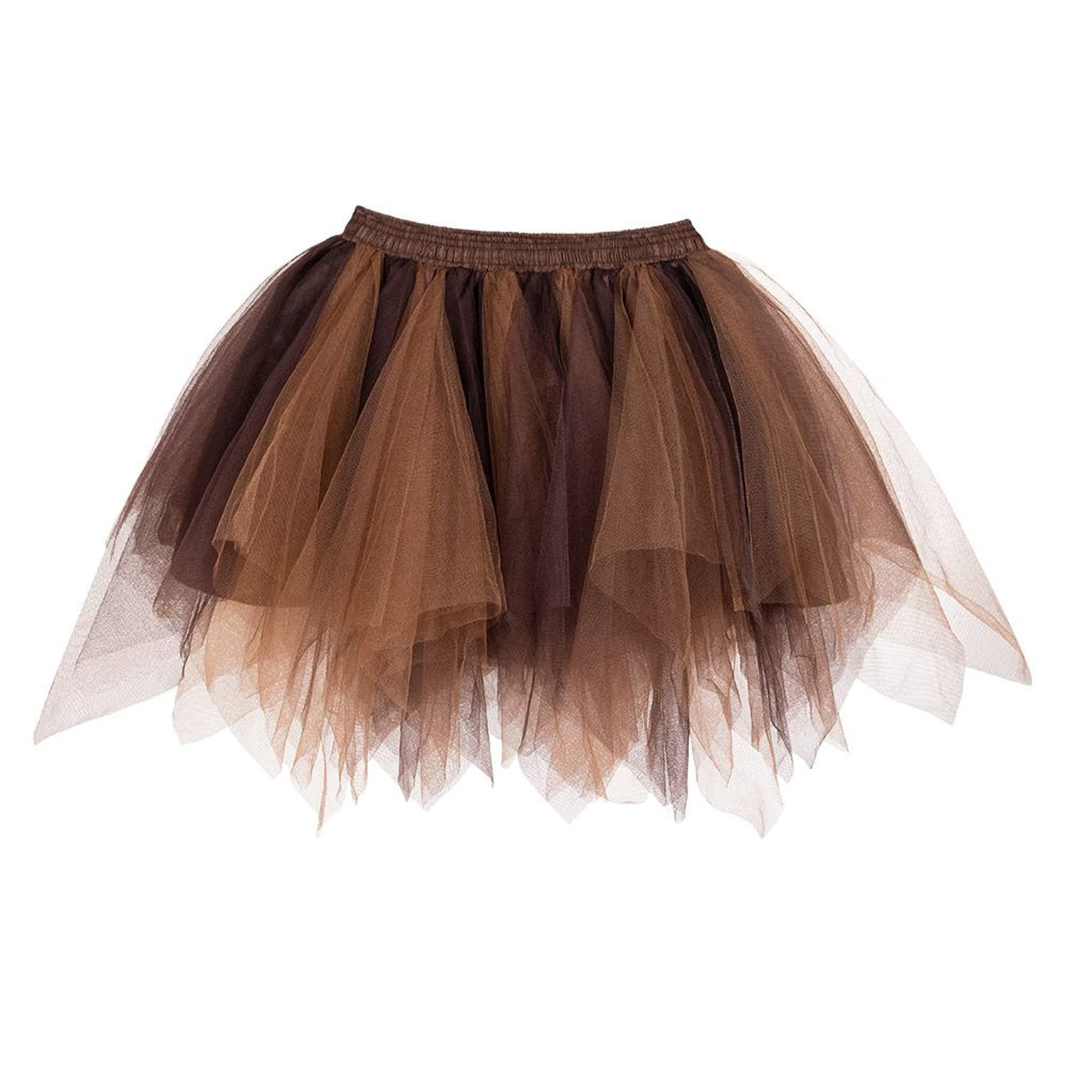 Boland 01769 - Premium Petticoat, Brown Taupe, 3-Layer Skirt, Stretchy Waistband, Mini Skirt Made of Tulle, Steampunk, Costume, Carnival, Theme Party