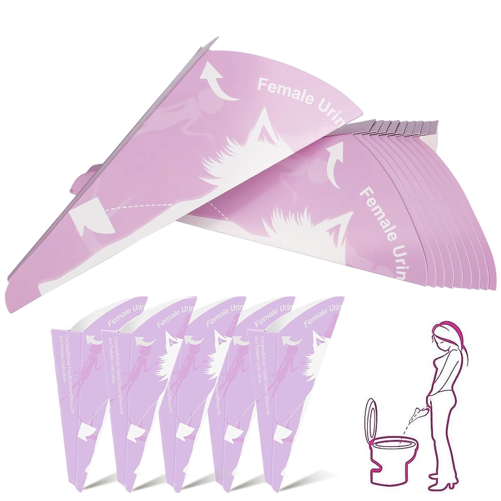 Tsathoggua 30 Pcs Paper Female Urinal Portable - Compact, Hygienic Pee Funnel for Women - Travel, Camping & Outdoor Essentials