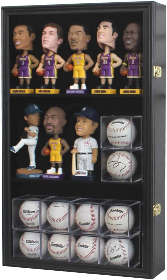 Bobble Head Display Case Small Curio Cabinet Wall Shelves Compatible with Bobbleheads and Action Figures up to 8" Tall