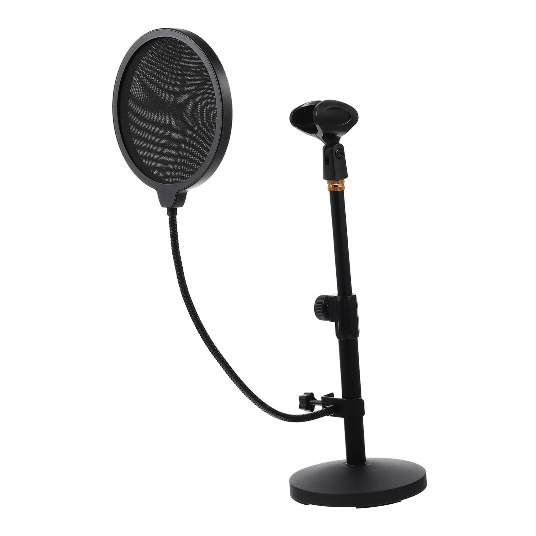 Supporto Microfono da Scrivania Regolabile con Base Tonda in Metallo | Nero, per Podcasting e Home Recording, Montaggio da Tavolo con Altezza Variabile