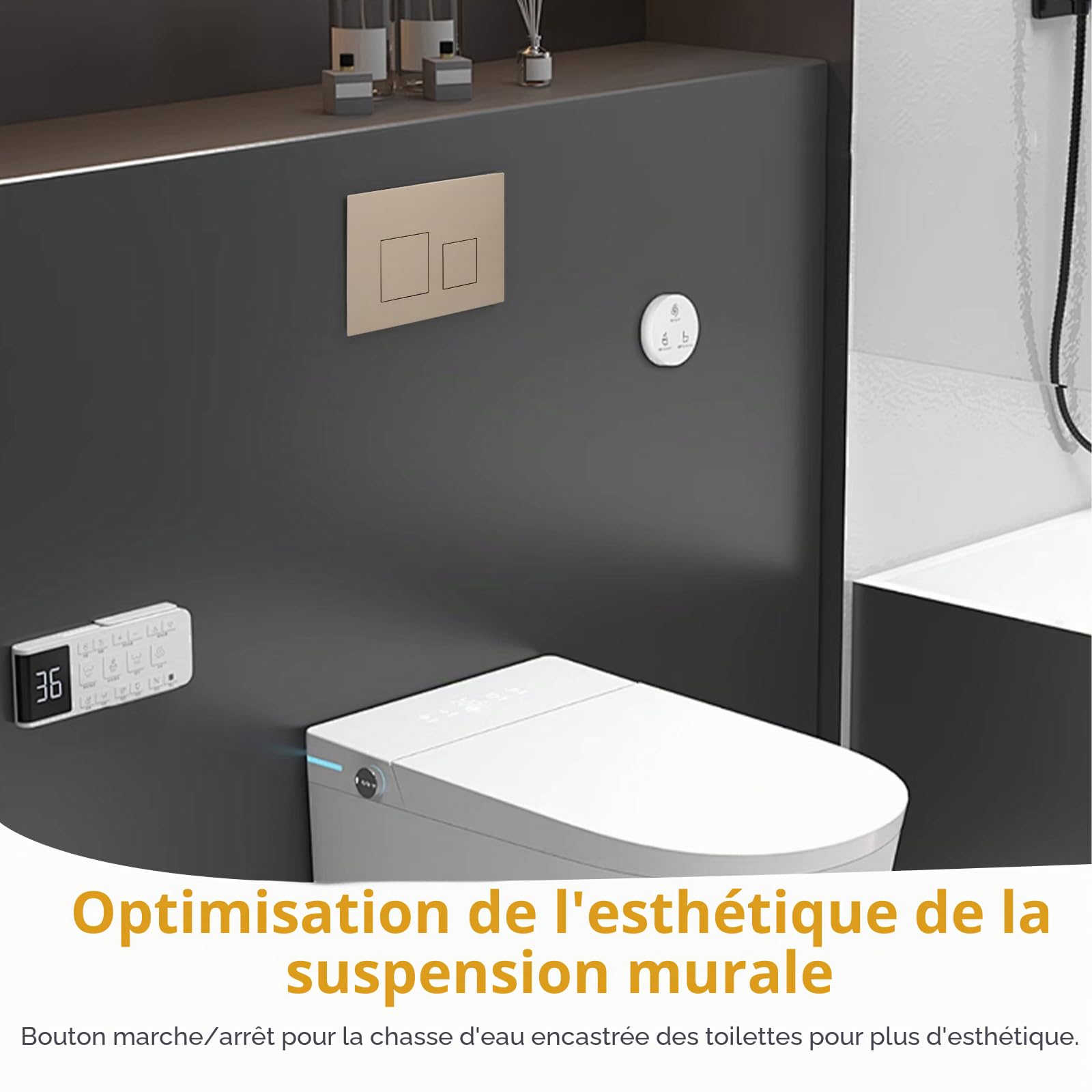 ACESOME Plaque de déclenchement pour WC Compatible avec Geberit sigma01 sigma10 sigma20 sigma21 sigma30 sigma50 sigma60 Plaque de déclenchement en plastique pour chasse d'eau à 2 débits (Kaki)