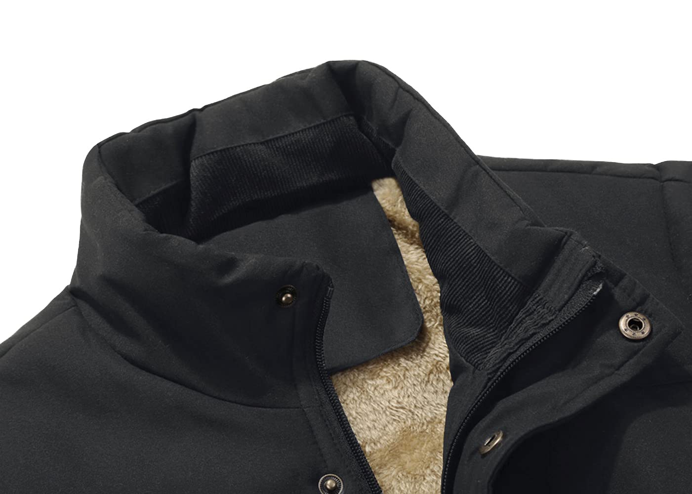 KEFITEVD Fleeceweste Herren Winter Thermo Weste Gefüttert Outdoor Herbst | Schwarz, Wasserabweisend und Winddicht, Fleecegefüttert, Stehkragen mit Windschutzleiste, 3 Taschen, Schwarz 3XL