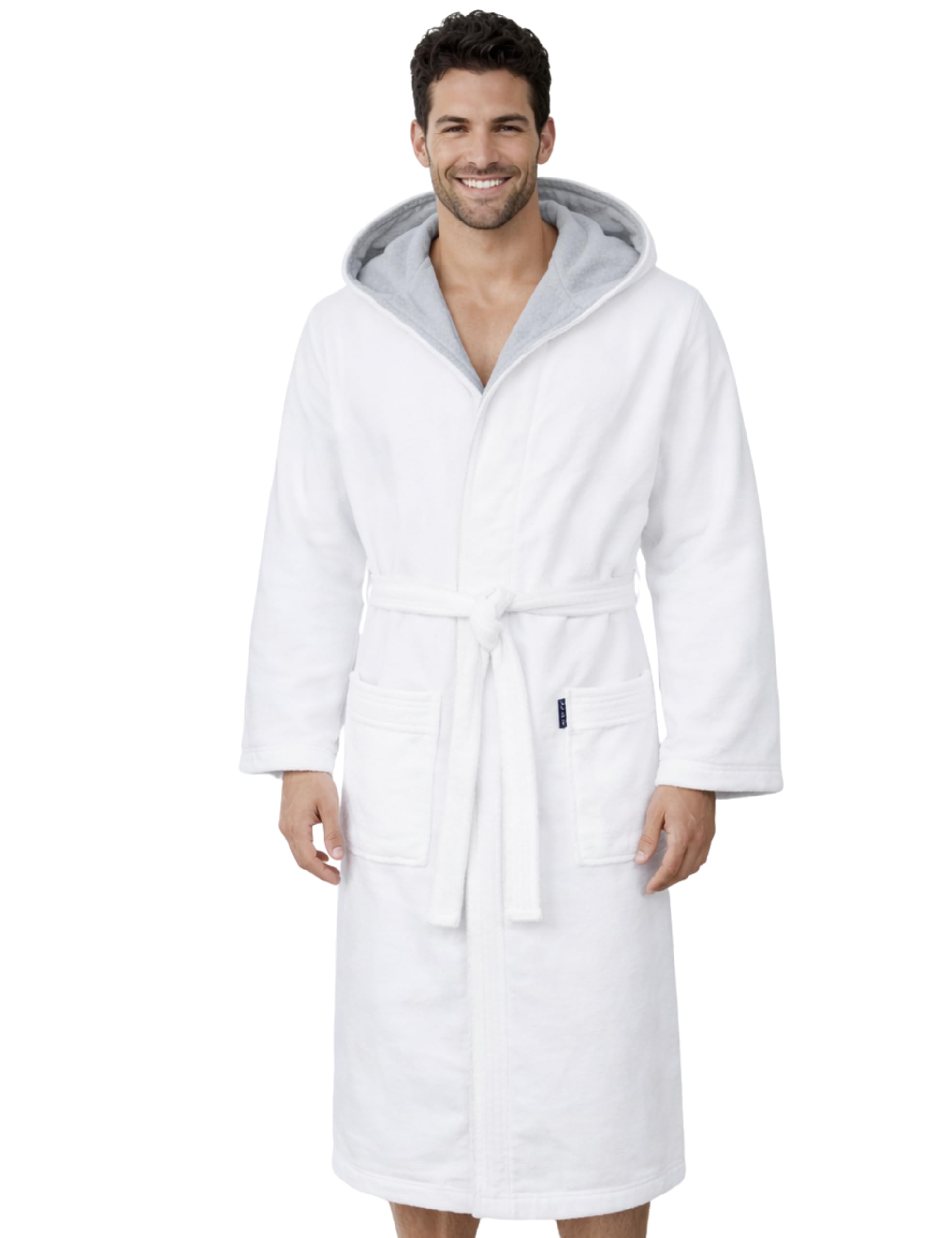 Morgenstern Peignoir de Bain Homme avec Capuche 100% Coton Éponge Velours OEKO-TEX® Robe de Chambre Long Finn
