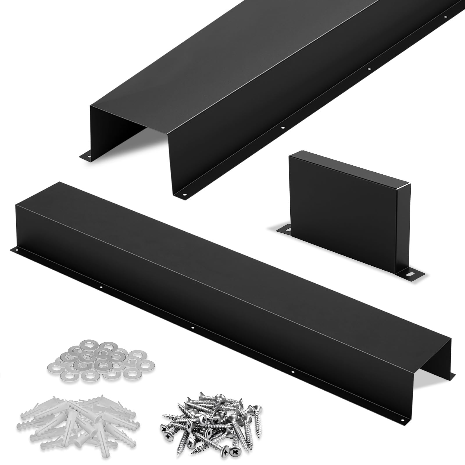 Moxweyeni 1 Pack 6×4 Inch x 3.3 ft (3.3 ft Total) Metal Line Pack Cover, Metal Decorative Ac Pipe Line Accessories Cover for Black Ductless Mini Split Accessories, Air Conditioner, Heat Pump