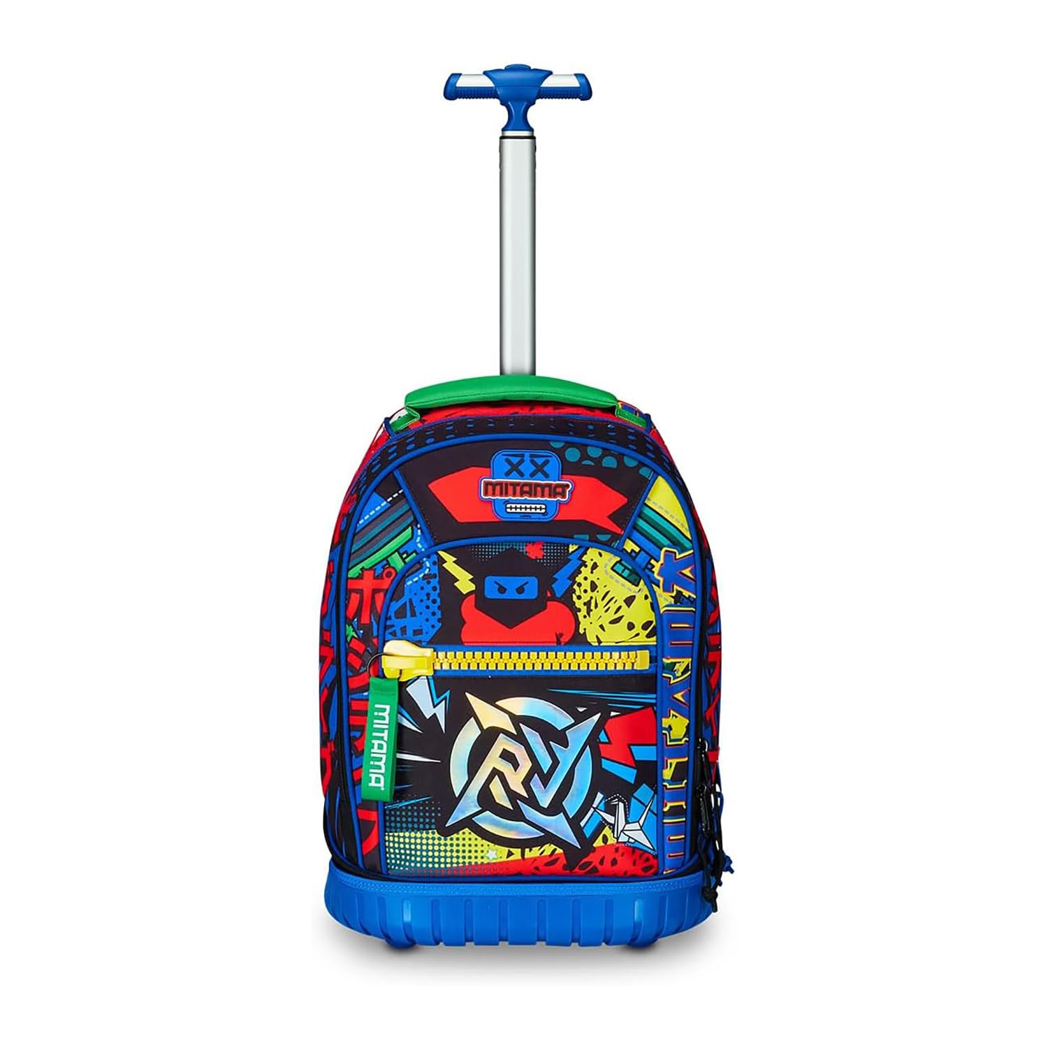 Mitama Trolley Run Scuola Mysterious Warriors,Doppio Scomparto, Blu e Arancione, Scuola Elementare e Tempo Libero, Bambino Ragazzo