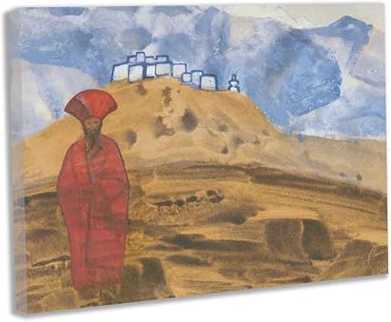 Lasite Nicholas Roerich Art Symbolism Canvas Prints Artwork Pictures Paintings on Canvas Wall Art Ready to Hang for Bedroom Home Office DecorationsRed Lama30x36cm 12x14inch,framed