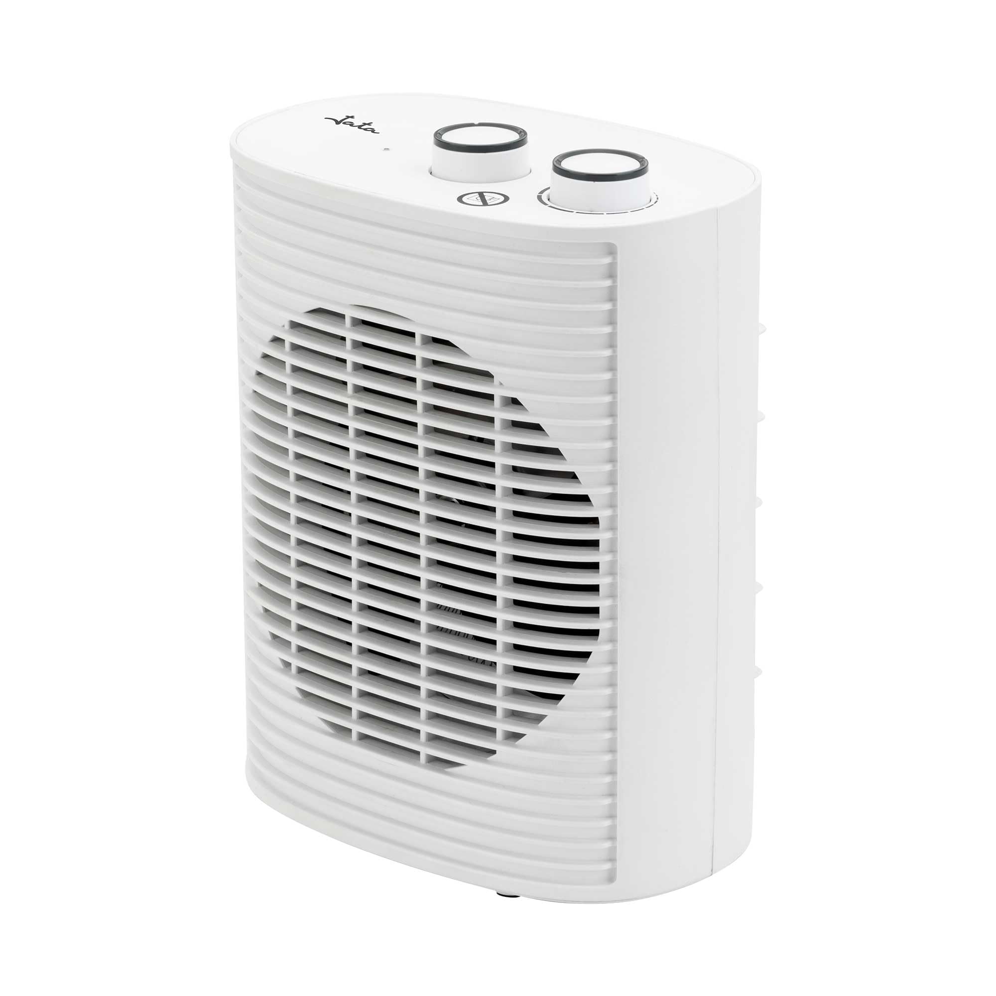 JATA JCTV1191 - Calefactor Eléctrico Bajo Consumo 2000 W. Termoventilador Baño. 2 Potencias, Termostato Regulable, Función Ventilador Frío, Protección Antivuelco y Sobrecalentamiento, Compacto con Asa