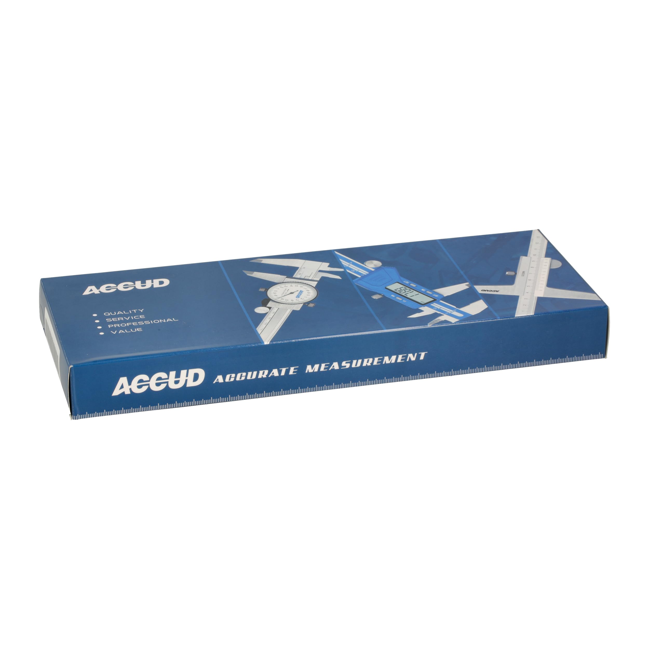 ACCUD 101-008-21I Premium Dial Calipers, 0-8 Inch Measuring Range, Stainless Steel, Shockproof Indicator, White