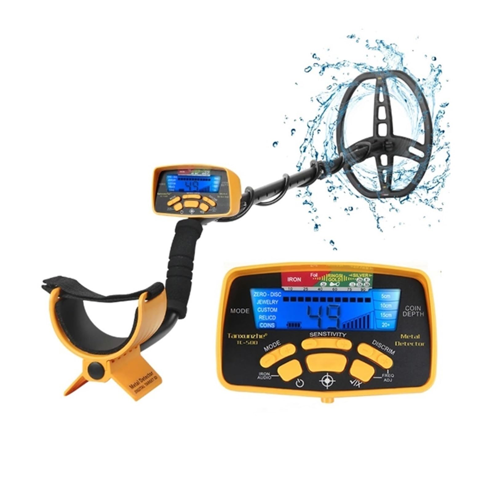 JKJZSALJ Tc-500 Metal Detector 100Cm Waterproof Underground Gold Detector for Adults Pinpointing High Accuracy