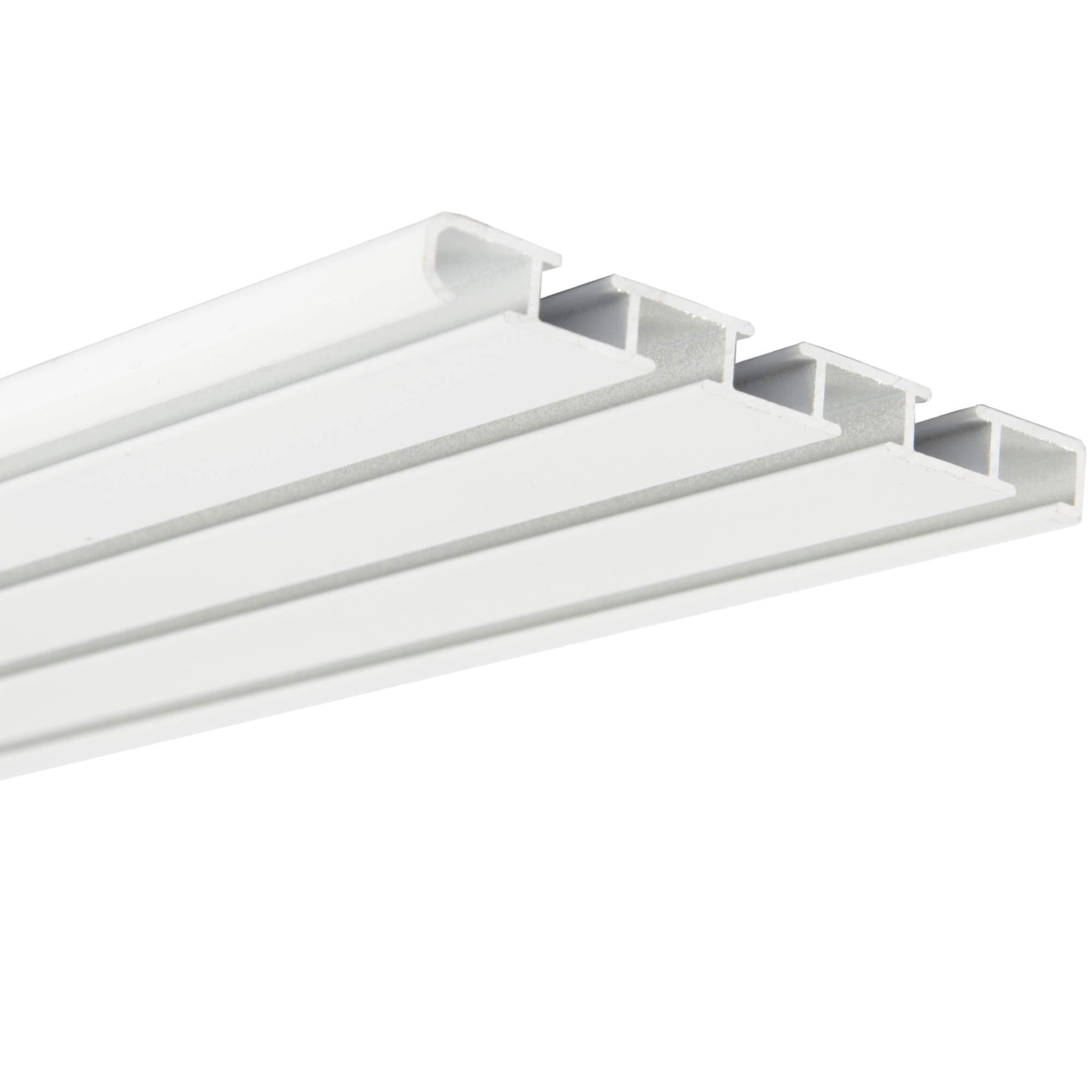 Vorhangschiene Aluminium - Weiß "4 Lauf" 240cm (2x120cm) - Flache Gardinenschiene (7mm) - inkl. Vorhanggleiter