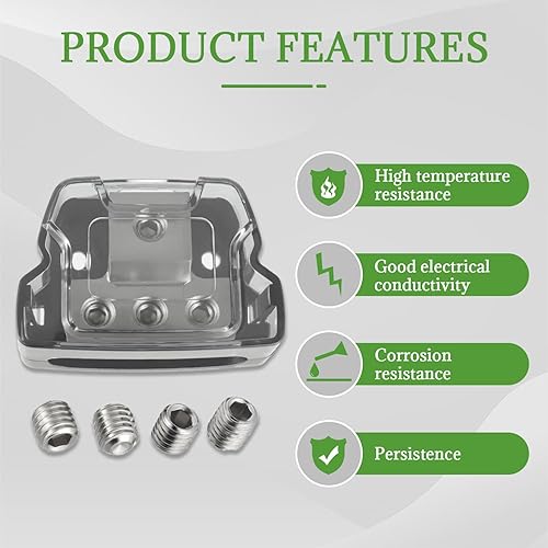 Miniatura 5 de BOJACK Bloque de conexión de distribución de energía de 3 vías, entrada de calibre 1x024, salida de calibre 3x48, bloque de distribución de energía