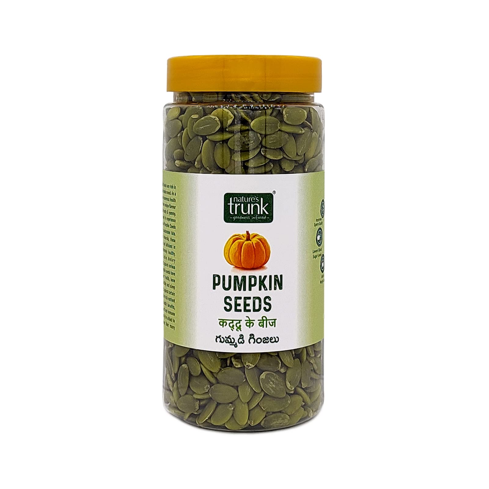 Natures Trunk Pumpkin Seeds, 250g, Bottle | Kaddu ke Beej | Gummadi Ginjalu | Healthy Diet | Immunity Booster and Fiber Rich Superfood | Pumpkin Seeds with Protein, Fiber, Minerals (B0BHZFDVCB) Amazon Price History, Amazon Price Tracker