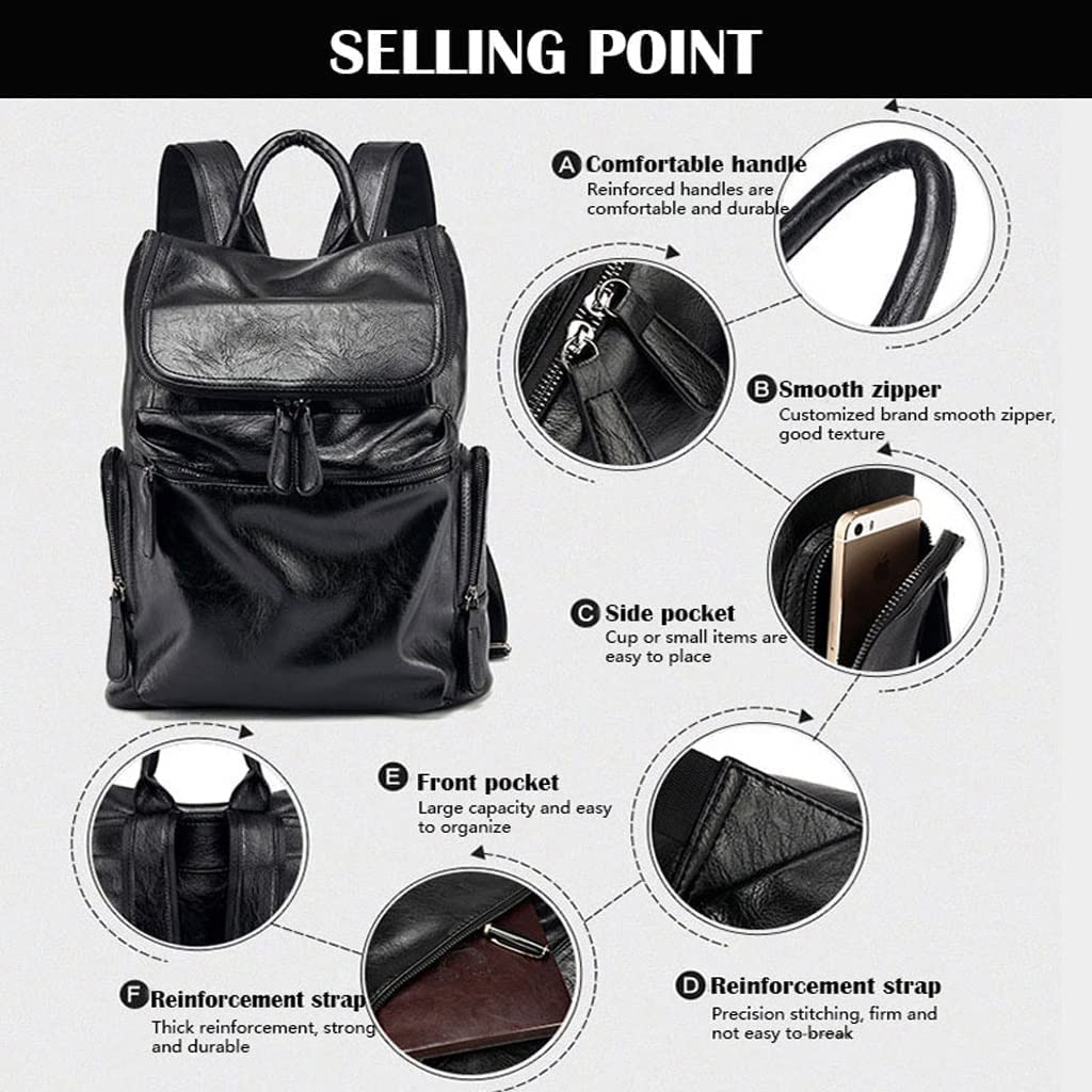 Hermosa Mochila De Cuero Mochila De Gran Capacidad Mochila De Cuero Para Computadora Portátil De 14 Pulgadas Para Ir De Compras, Mochila De Negocios