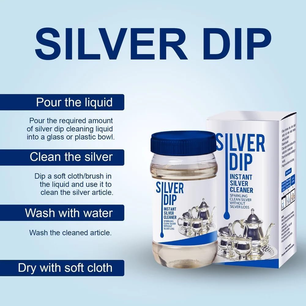 KEMLOZE Silver Dip Cleaner – Fast-Acting Silver Polish for Home & Kitchen | Instantly Restores Shine Without Fading or Damage | Basil Fragrance 2