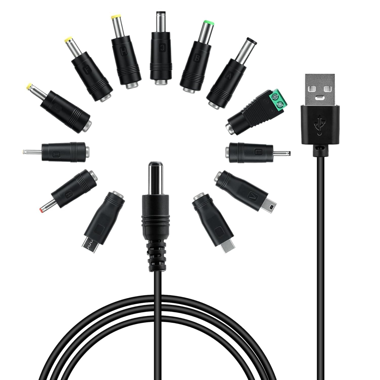 Kabel USB na DC, 13 w 1, USB A na wtyczkę drążoną, kabel do ładowania z 13 wtyczkami, kabel zasilający, kabel zasilający, adapter do routera, TV Box