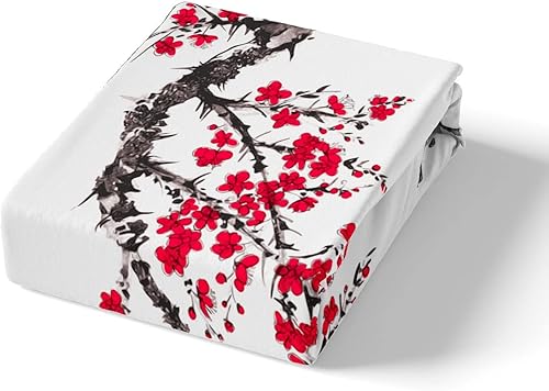 Miniatura 4 de Erosebridal Juego de ropa de cama con diseño de flores de cerezo tamaño King para niños y niñas, funda de edredón de estilo japonés para mujeres y