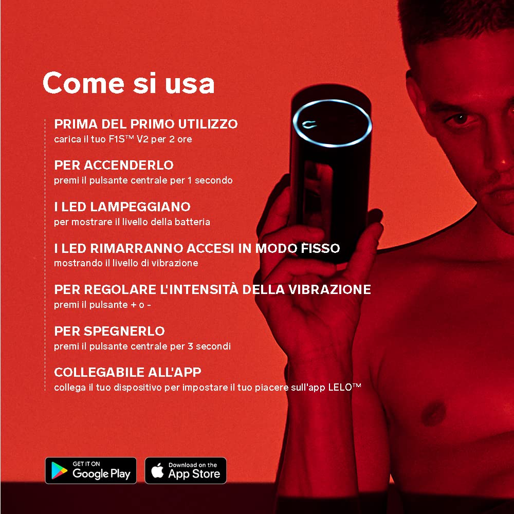 LELO F1S V2 Pleasure Console, Masturbatore Maschile Impermeabile con App Open-Interface e 4 Programmi di Vibrazione Unici, Masturbatore Uomo, Sex Toys per Lui, Rosso