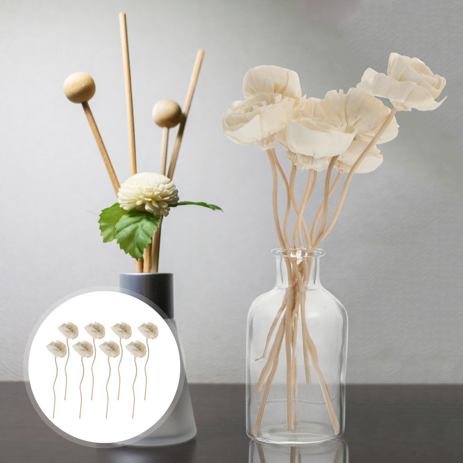 DECHOUS 32stücke Aromatherapie Rattan Sticks Duftstäbchen Für Diffuser Blumen-Design Für Zuhause Schnell Absorbierend Natürliche Düfte Schaffen Entspannende Atmosphäre