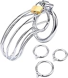 Chastity Cage for Men Steel Chastity Devices Cock Cage Male Chastity Belts Penis Cage Premium Metal Silver Locked Cage Sex Toy for Men 3 Rings Hoodies H13