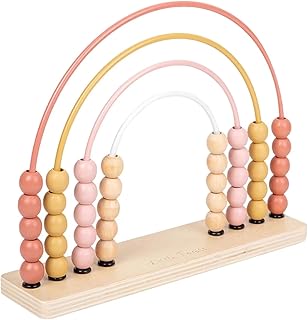Wooden Rainbow Abacus Beads Counting Toys Beaded Rainbow Abacus Wooden Abacus Toys Kids Early Math Skills Montessori Educational Learning Games for Kids (Pink)