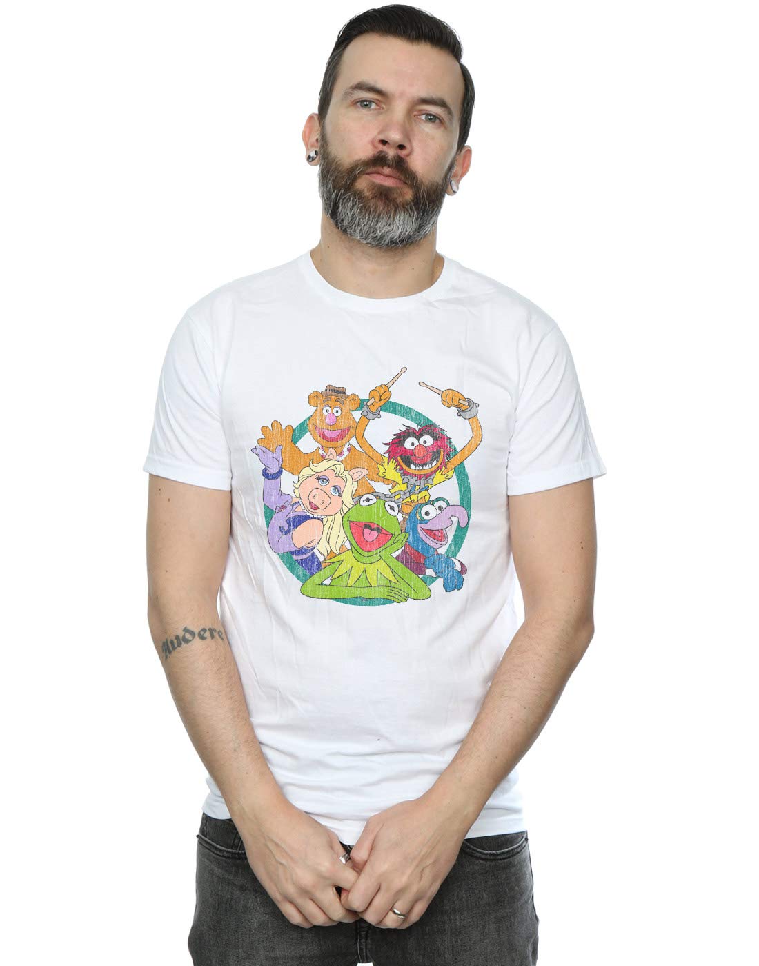 Absolute Cult Men's White Disney The Muppets Group Circle T-Shirt XXX-Large