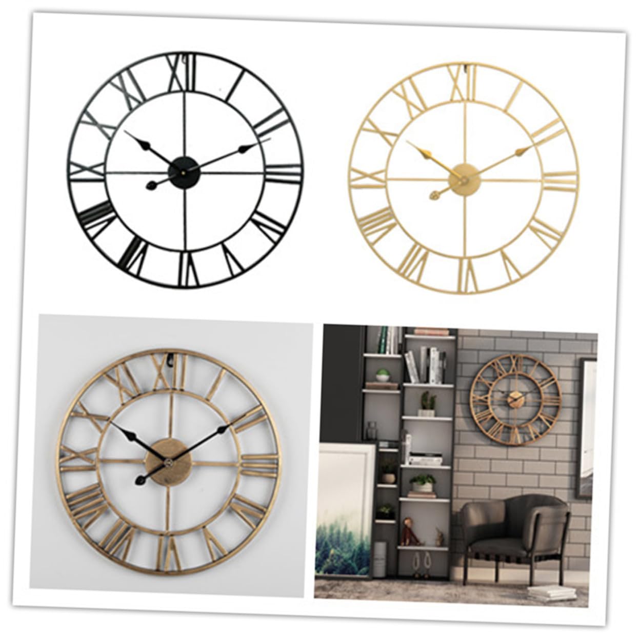 Horloge murale silencieuse fer beige salon moderne objet suspendu élégant VICASKY
