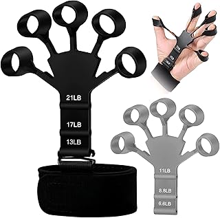 Gripster, Grip Strength Trainer, Finger Strengthener, Hand Grip Strengthener,Hand Exercisers for Strength,Finger Grip Strengthener,Finger Exerciser & Hand Strengthener, 2 PCS (black&Grey)