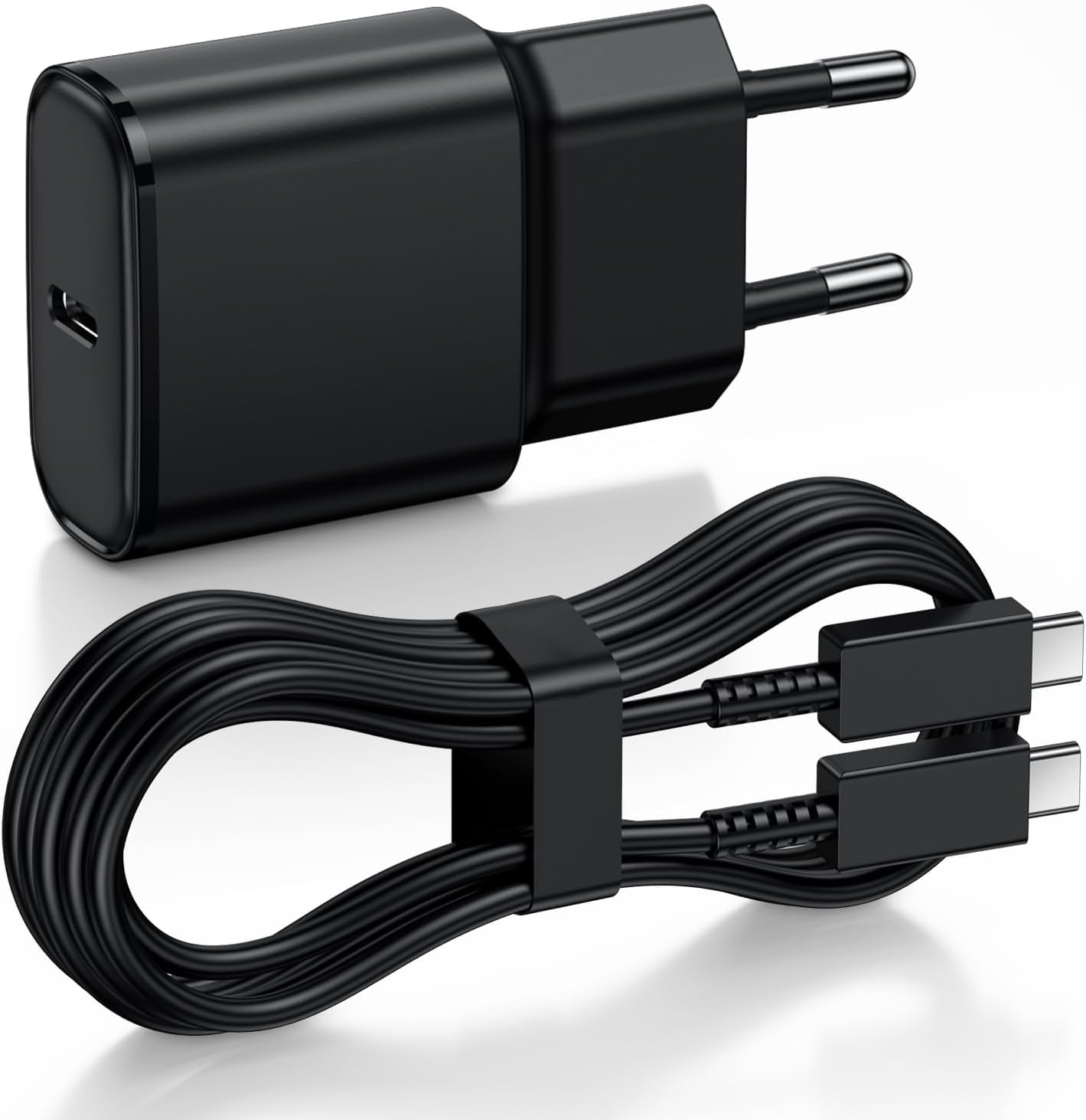 25W USB C Caricatore Caricabatterie per Samsung Galaxy S25 S24 S23 S23+ /S23 Ultra/S22/S21/S20/Note20/A73/A53/S10 con 2M Cavo, USBC Presa Carica Alimentatore Tipo C Spina Ricarica Adattatore(Nero)