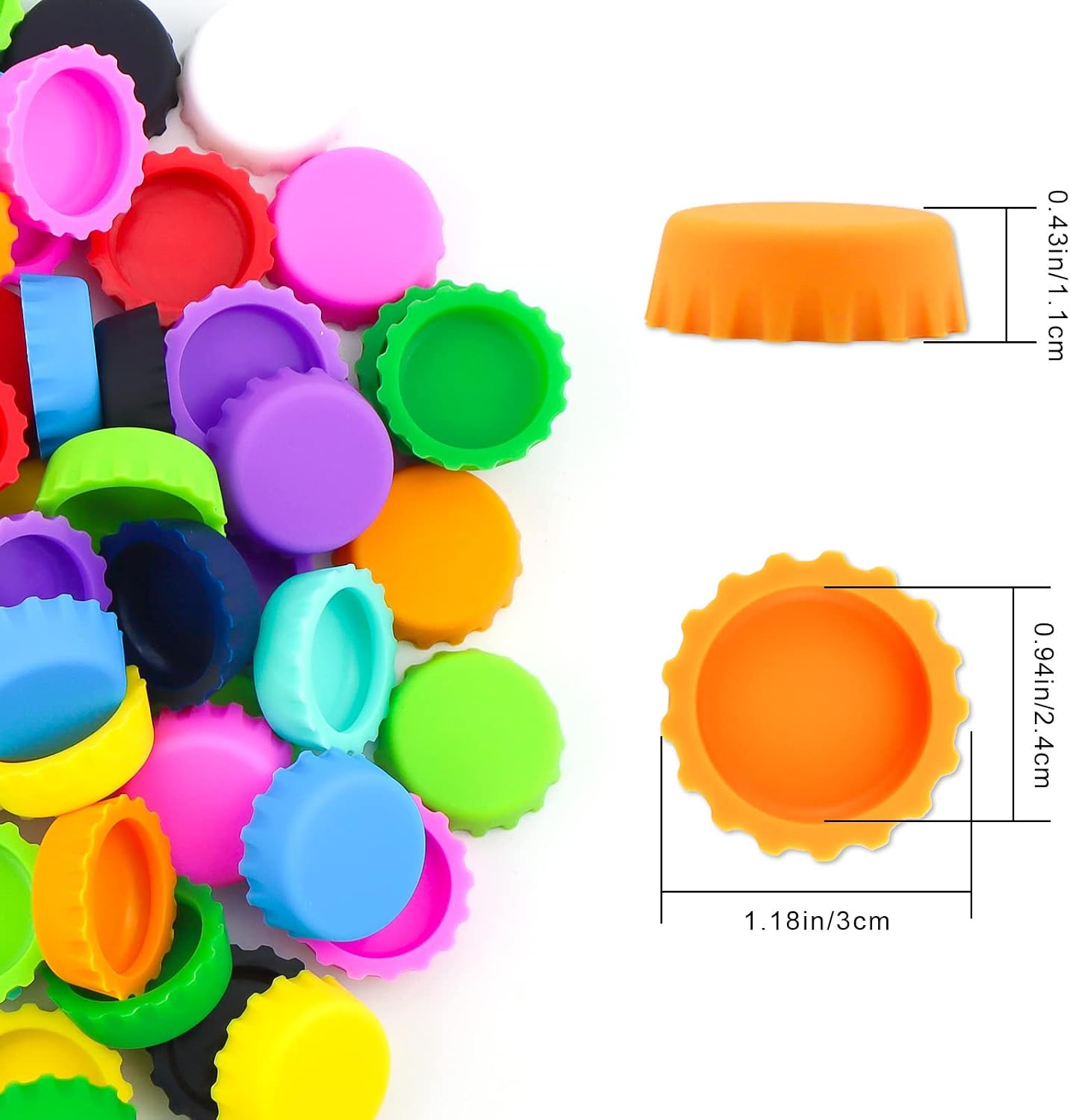 108 PCS Silicone Rubber Bottle Caps, LEEFONE 12 Colors Reusable Beer Caps for Home Brewing Beer, Soft Drink, Wine Bottle, Beer Bottle, Soda Bottles Kitchen Gadgets