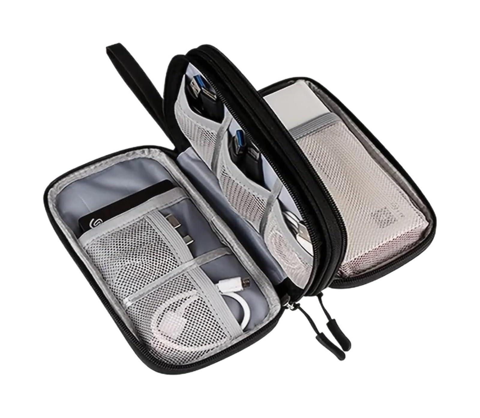 Borsa Organizzatore Cavo | Oxford panno viaggi organizzatore caso mesh tasca(Black)