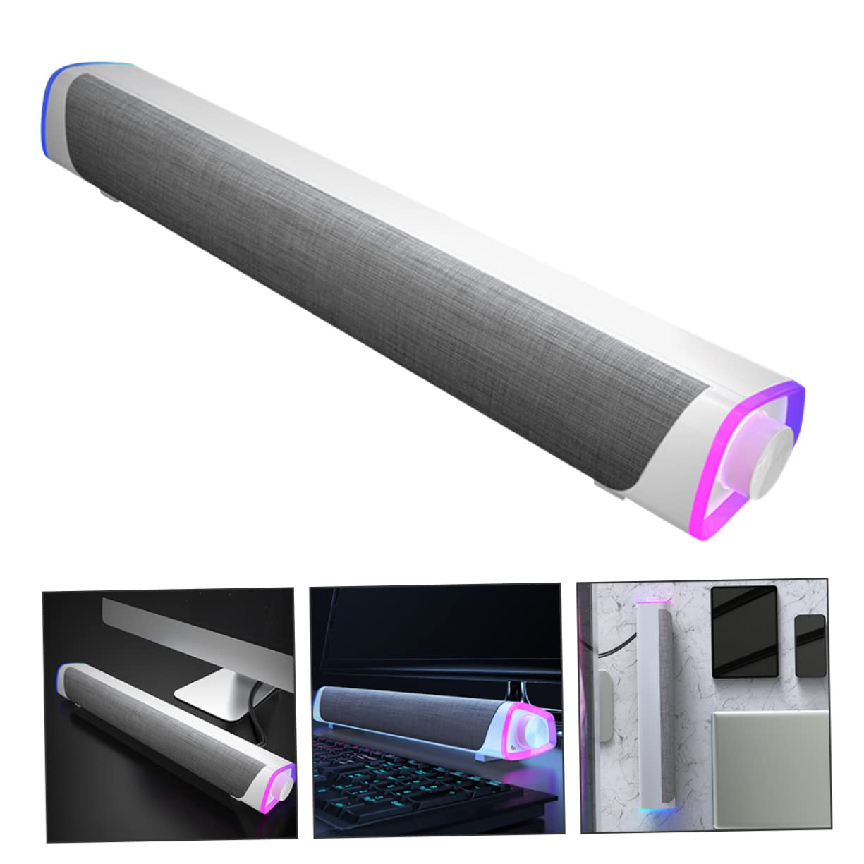 VILLCASE Dual Speaker Sound Box for Compact Stereo Speaker Sound Bar for Home Office White