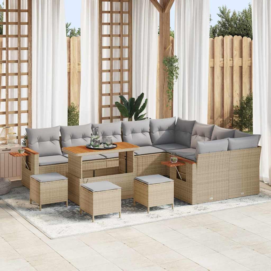 Conjunto modular de 14 piezas de polirratán para jardín, color