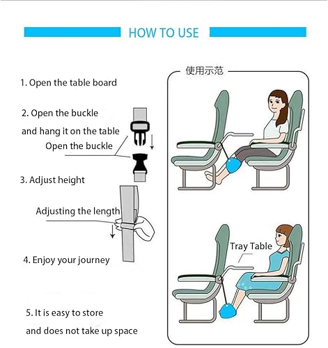 Miniatura 2 de Reposapiés de avión, 2 juegos de hamaca para pies, para reposapiés de viaje para vuelos de avión, reduce la hinchazón de los pies