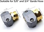4 Pack raccords de réparation de tuyau de jardin lourd, en aluminium Mender femelle mâle raccord de coupleur de réparation avec pince, convient à tous les 3/4 pouces ou 5/8 pouces joint de jardin