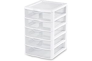 Sterilite 5 Drawer Desktop Storage Unit - Clear Drawers
