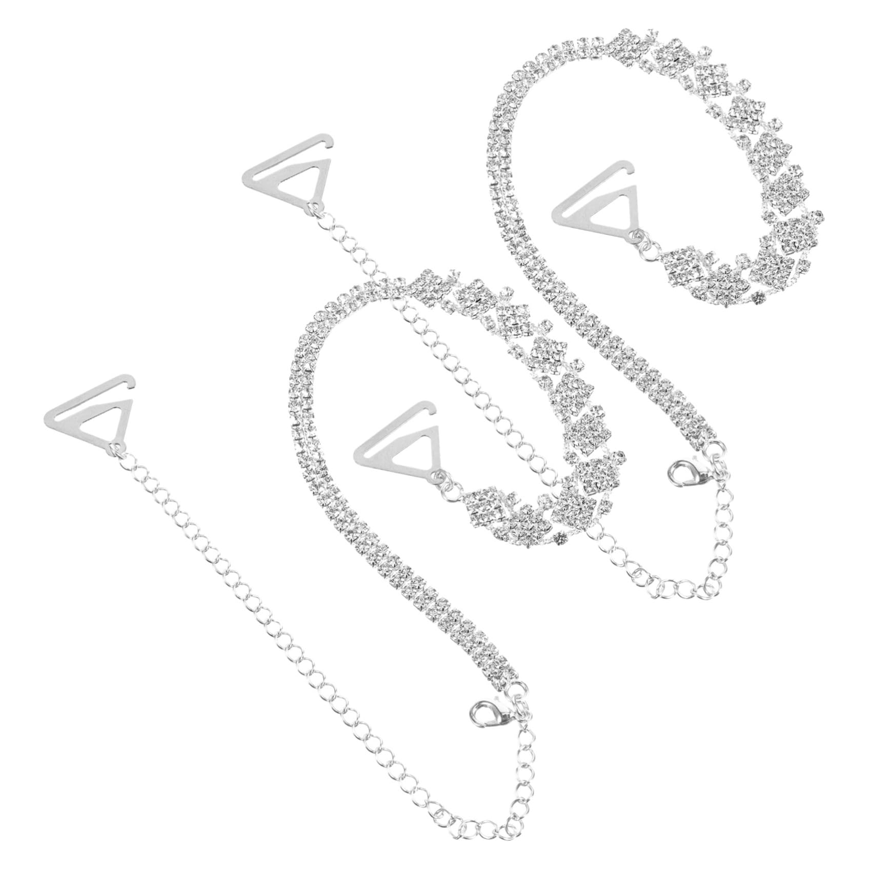Beavorty Tirantes De Sujetador Invisibles Extraíbles Ajustables Para Boda Lencería Vestido Tirantes De Hombro Correas De Tocador Tirantes De Diamantes De Imitación Metal Plateado