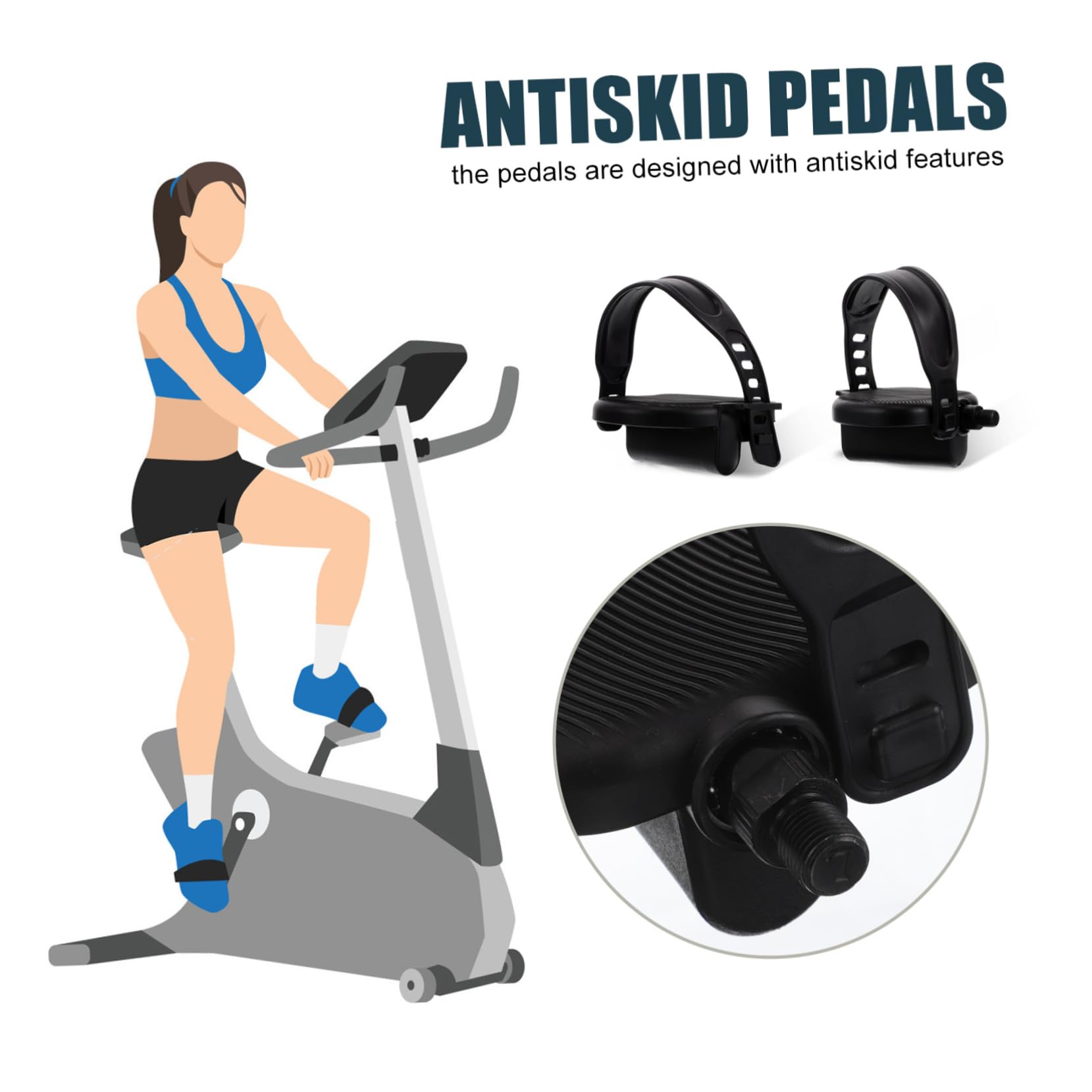 BESTonZON Pedale Heimtrainer mit Verstellbaren Riemen aus Pp Material Robustes Fußpedal für Zuhause und Senioren Einfach zu Montieren als Praktisches Bike Zubehör