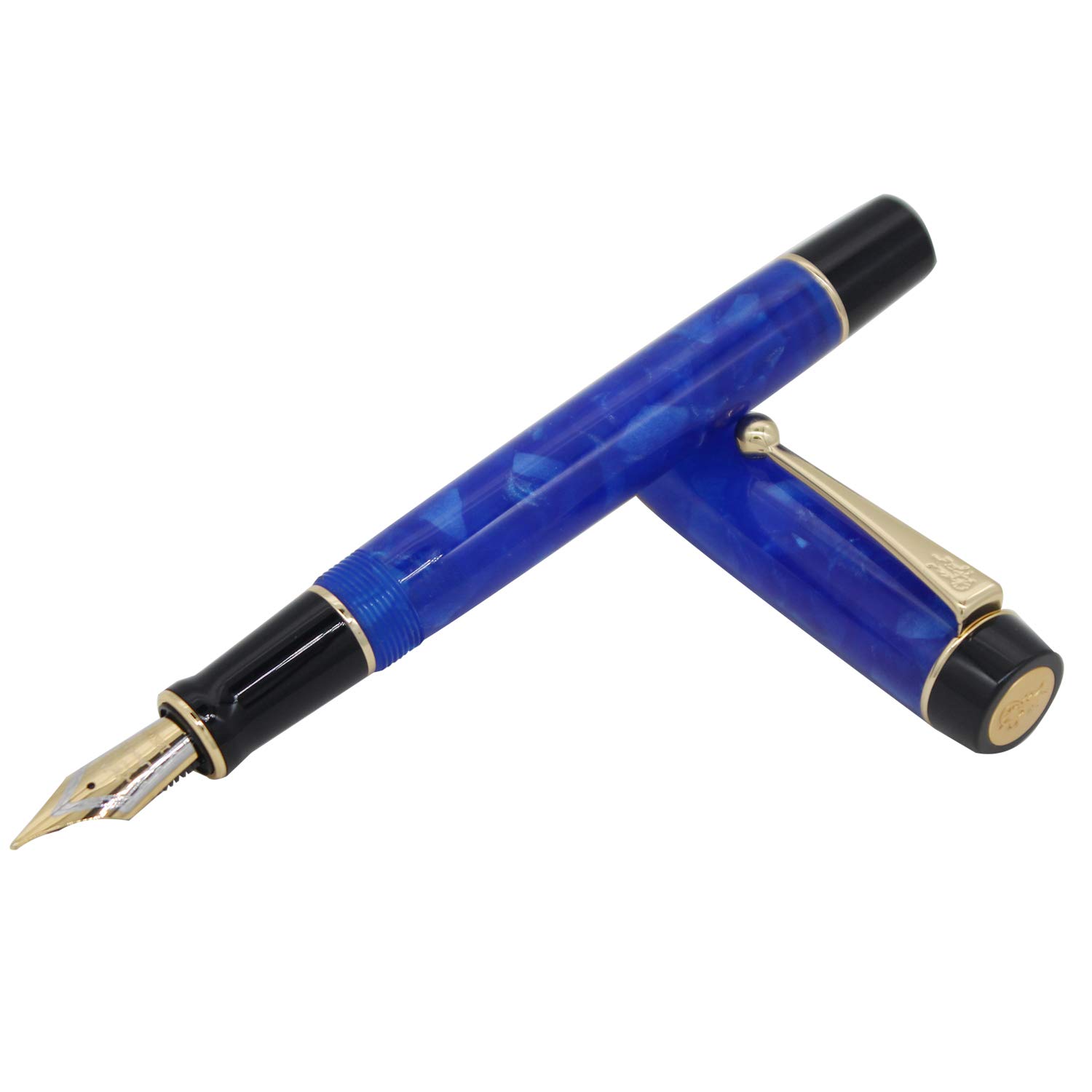Gullor JH100 Blue Acrylic Resin Fountain Pen Medium Nib Original Box - Image 4