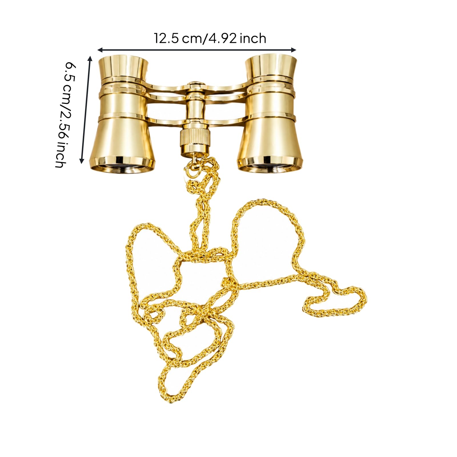 Kompaktes Opernglas mit Kettentragegurt Kompakt 3x25 Opernglas mit Klappbrücke Tragbar Theaterglas Griff und Kette für Oper, Konzerte, Gold
