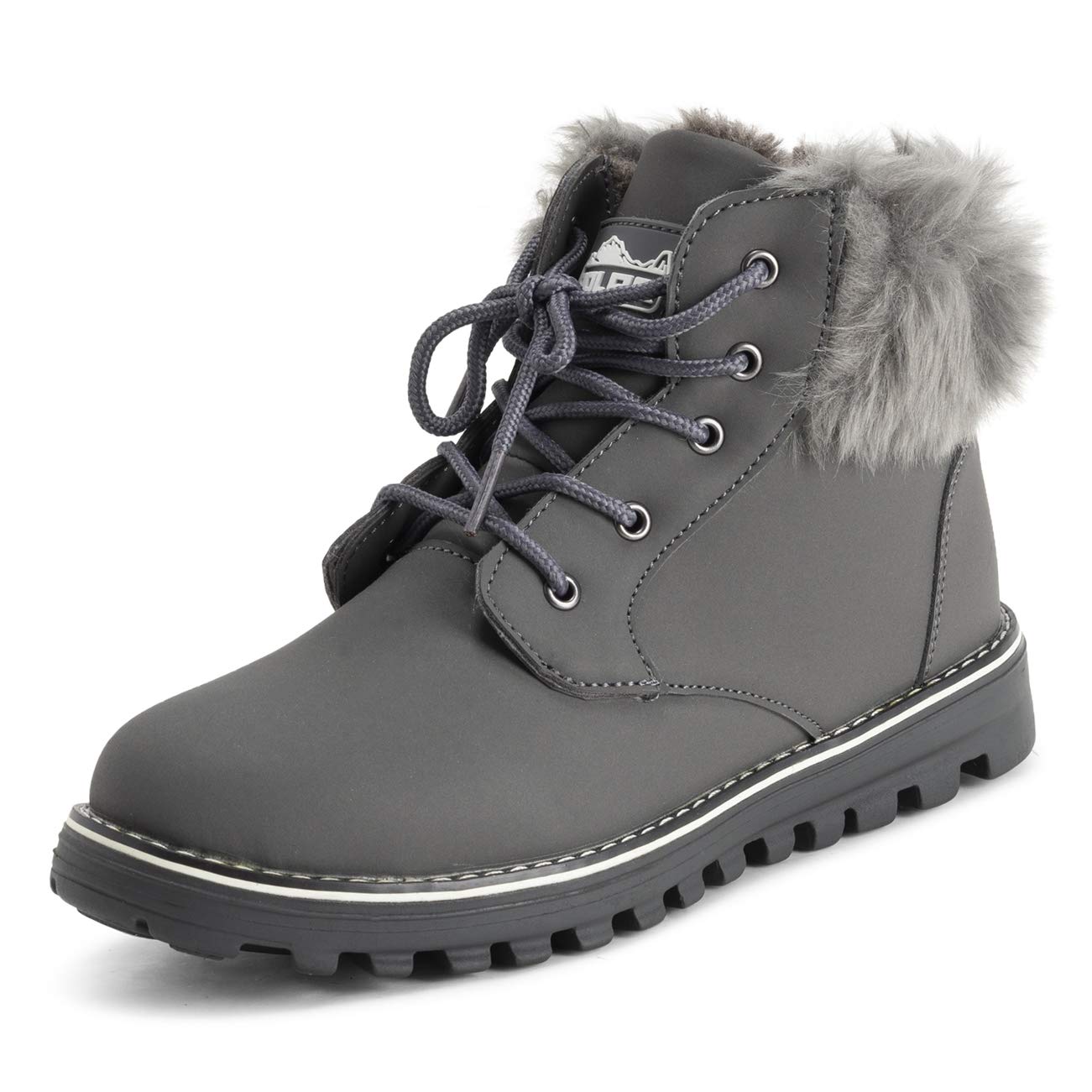 Womens Memory Foam Biker Cardy Cuff Snow Boots Faux Fur Lined Welted Rubber Outsole Thermal Shoes