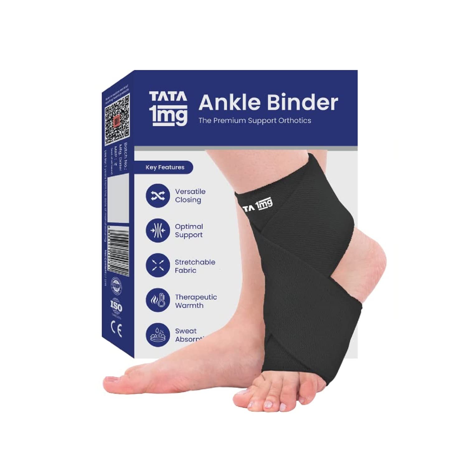 TATA 1mg Ankle Binder | Ankle Support for Pain Relief, Injuries, and Inflammation | Ankle Protection Guard Post Cast Care and Post Operation for Unisex (Black, Pack Of 1, X-Large) (B0BTTHQCW5) Amazon Price History, Amazon Price Tracker