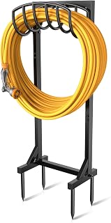 Pattiumo Freestanding Garden Hose Holder Stand - Heavy Duty 4-Spike Base, Fits 5/8" Hoses Up to 150ft, No-Drill Outdoor Storage Reel Alternative