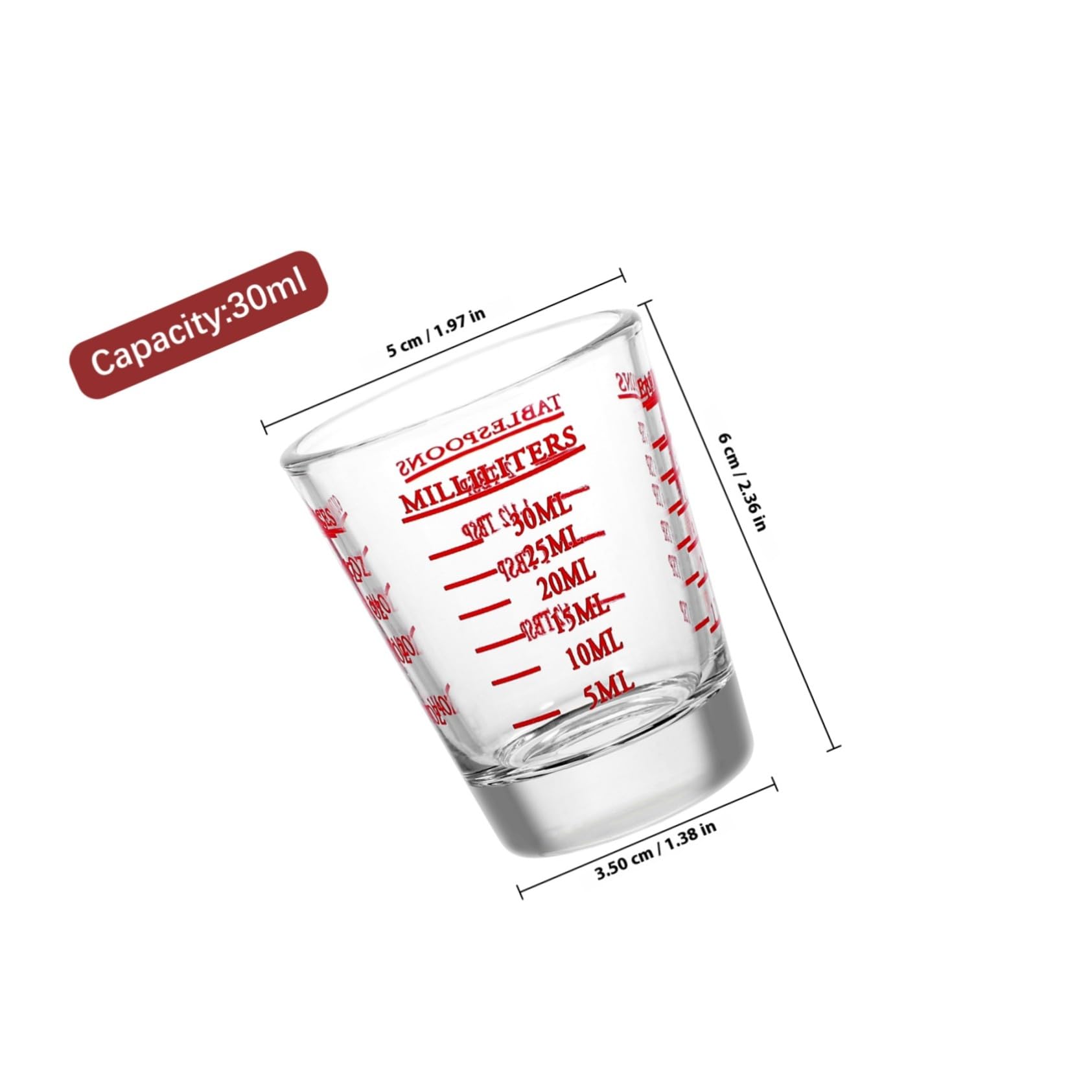 VOSAREA 8 Pcs Tasses Graduées en Verre Tasse à Mesurer Cuisine Lunettes de Mesure 30ml pour Cuisson et Pâtisserie