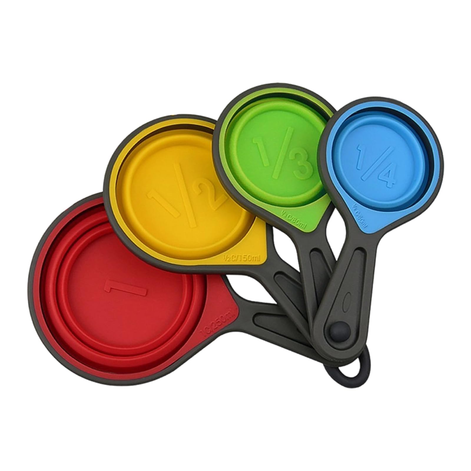 Uqezagpa Foldable Silicone Measuring Cup and Spoon Set with Easy Storage for Baking and Cooking Utensils Space Saving Colorful Silicone Measuring Spoon Set